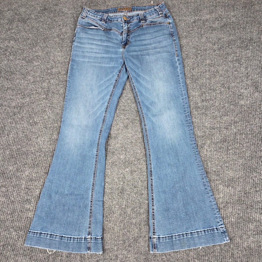 Rock and Roll Cowgirl High Rise Flare Jeans Medium Wash 32x32 Western Denim